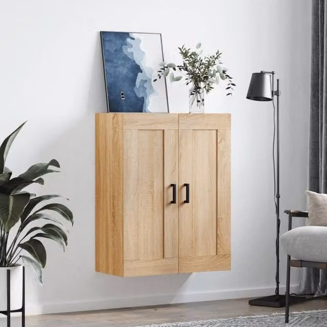 Berkfield Home Wall Mounted Sonoma Oak Cabinet in Brown, W/D/H: 69.5 x 34 x 90 cm – 1