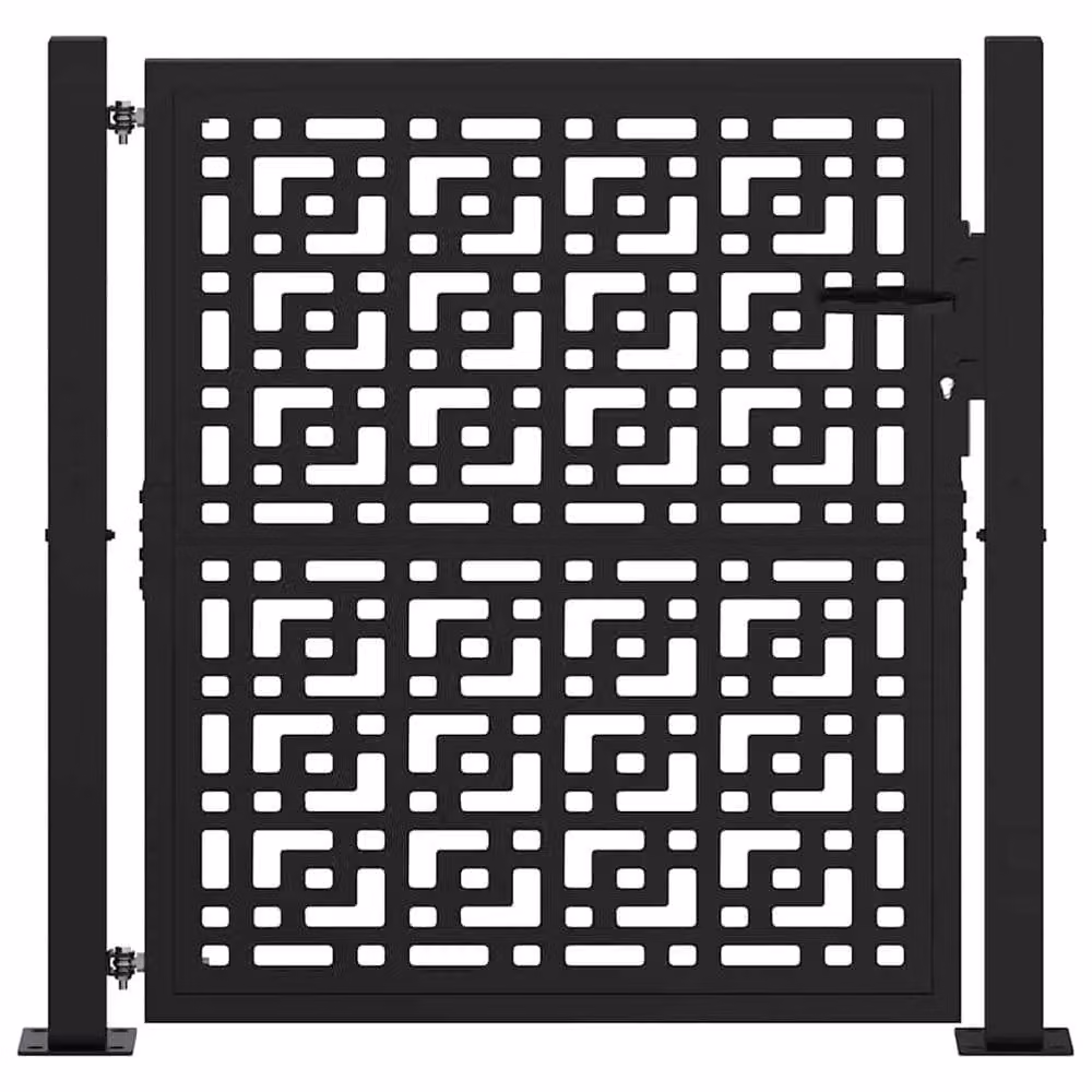 Berkfield Black Steel Garden Gate with Cross Design W: 105 cm, H: 106 cm – 3