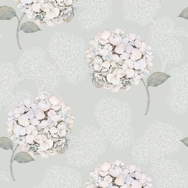 I Love Wallpaper Hydrangea Harmony Botanical Floral Wallpaper in Sage Green