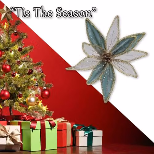 VFM e-Store Green Poinsettia Floral Christmas Clip Decoration – 4