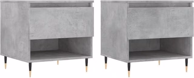 Berkfield Home Set of 2 Modern Concrete Grey Coffee Tables, W/D/H: 50 x 46 x 50 cm