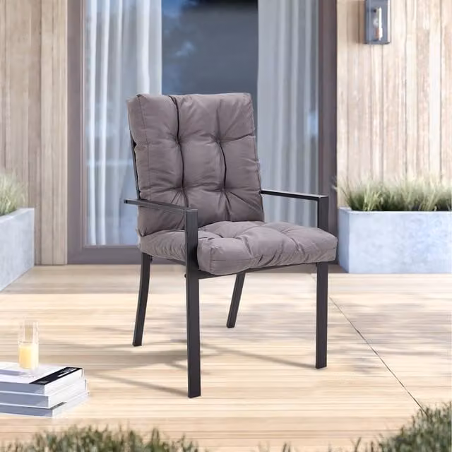 Lifeideas Grey Waterproof Outdoor Chair Cushion, UV-Resistant Polyester