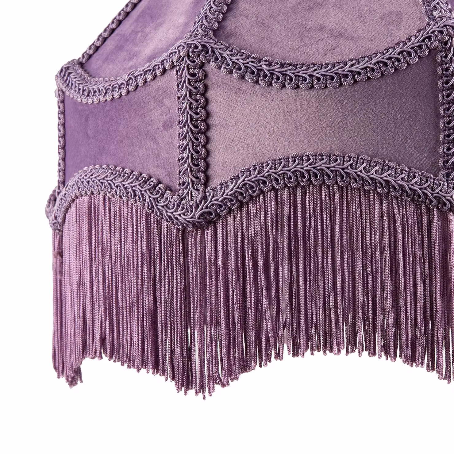 Happy Homewares Traditional Victorian Empire Soft Velvet Lamp Shade with Tassels in Lilac, Diameter: 30.48 cm – 3