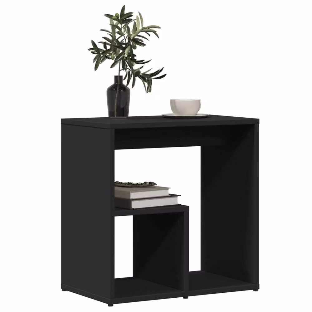 Berkfield Home Set of 2 Black Square Side Tables in Engineered Wood W/D/H: 50 x 30 x 50 cm – 4