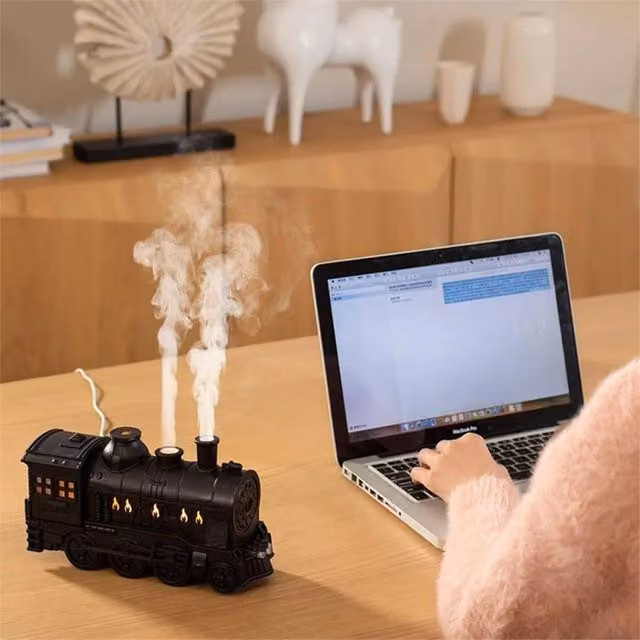 SPETLEK Retro Train Ultrasonic Aroma Diffuser and Humidifier, 300ml, Black