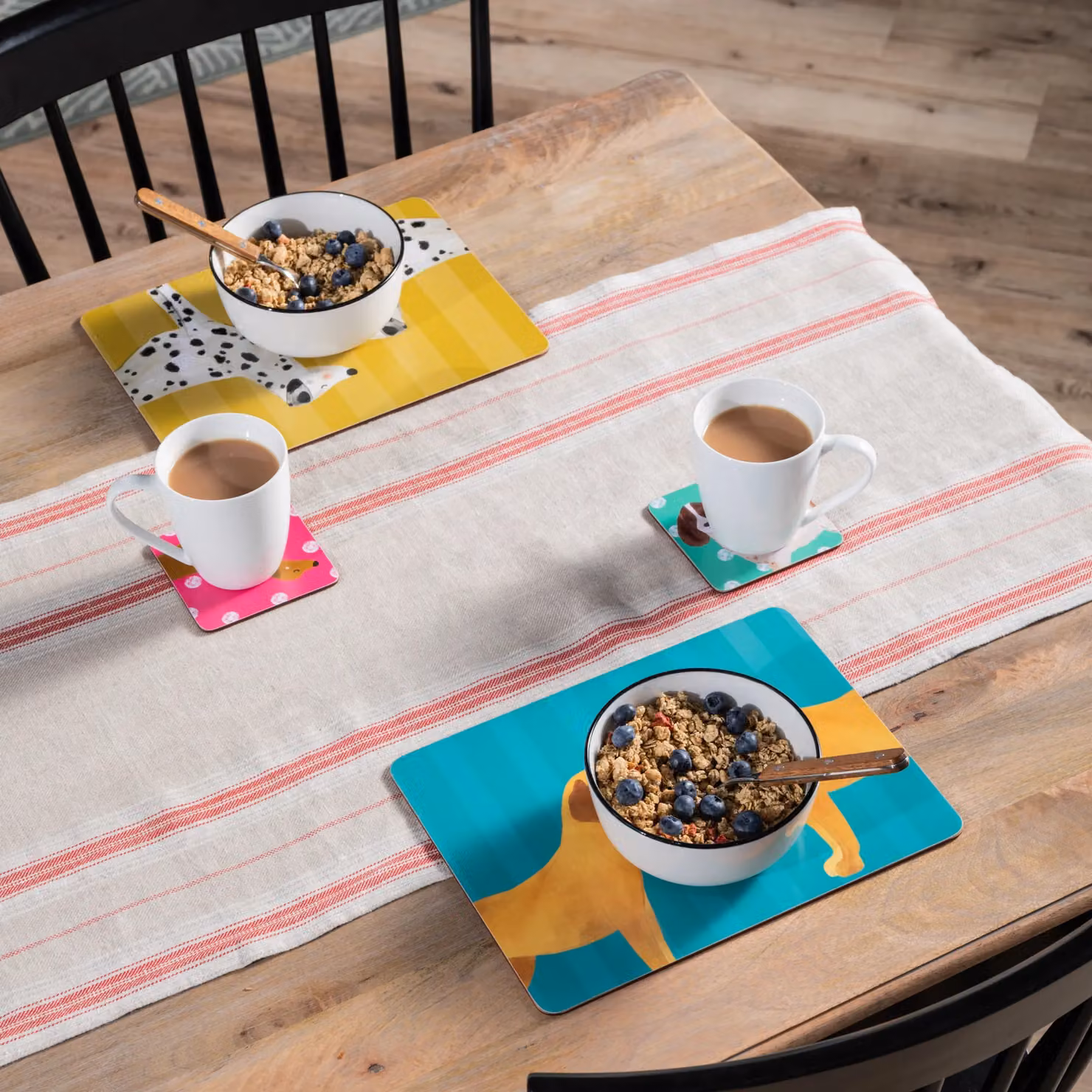 Creative Tops Multicolour Dog Coasters, Set of Four, Diameter: 10.5 cm – 3