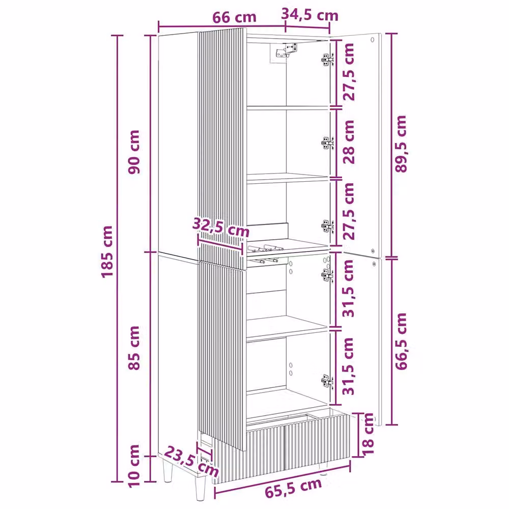 Berkfield Home 2-Piece Modern Smoked Oak Cabinet Set in Brown, W/D/H: 66 x 34.5 x 95 cm – 5