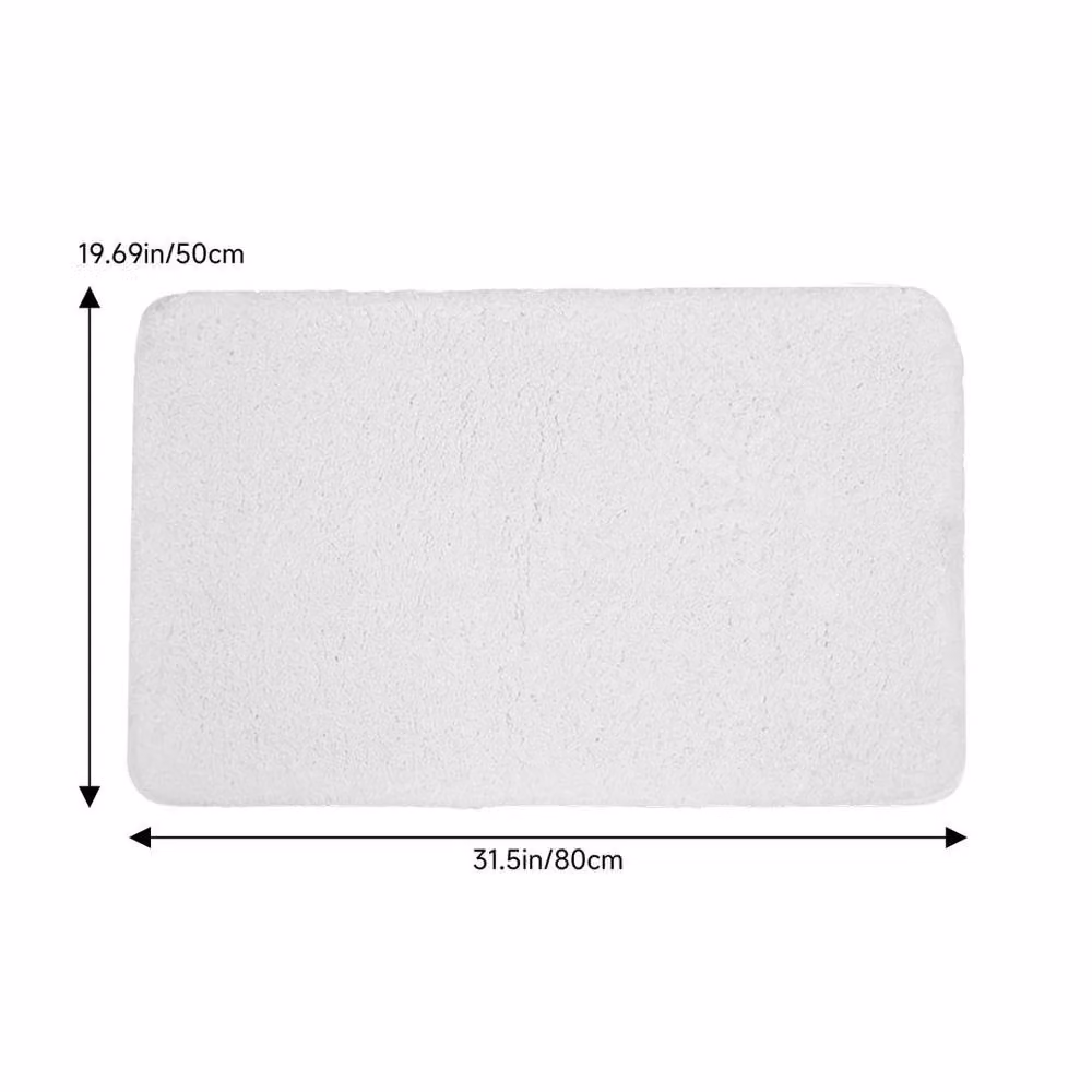 EONLION Non-Slip Shaggy Bath Mat, White, W: 50 cm, D: 80 cm – 2