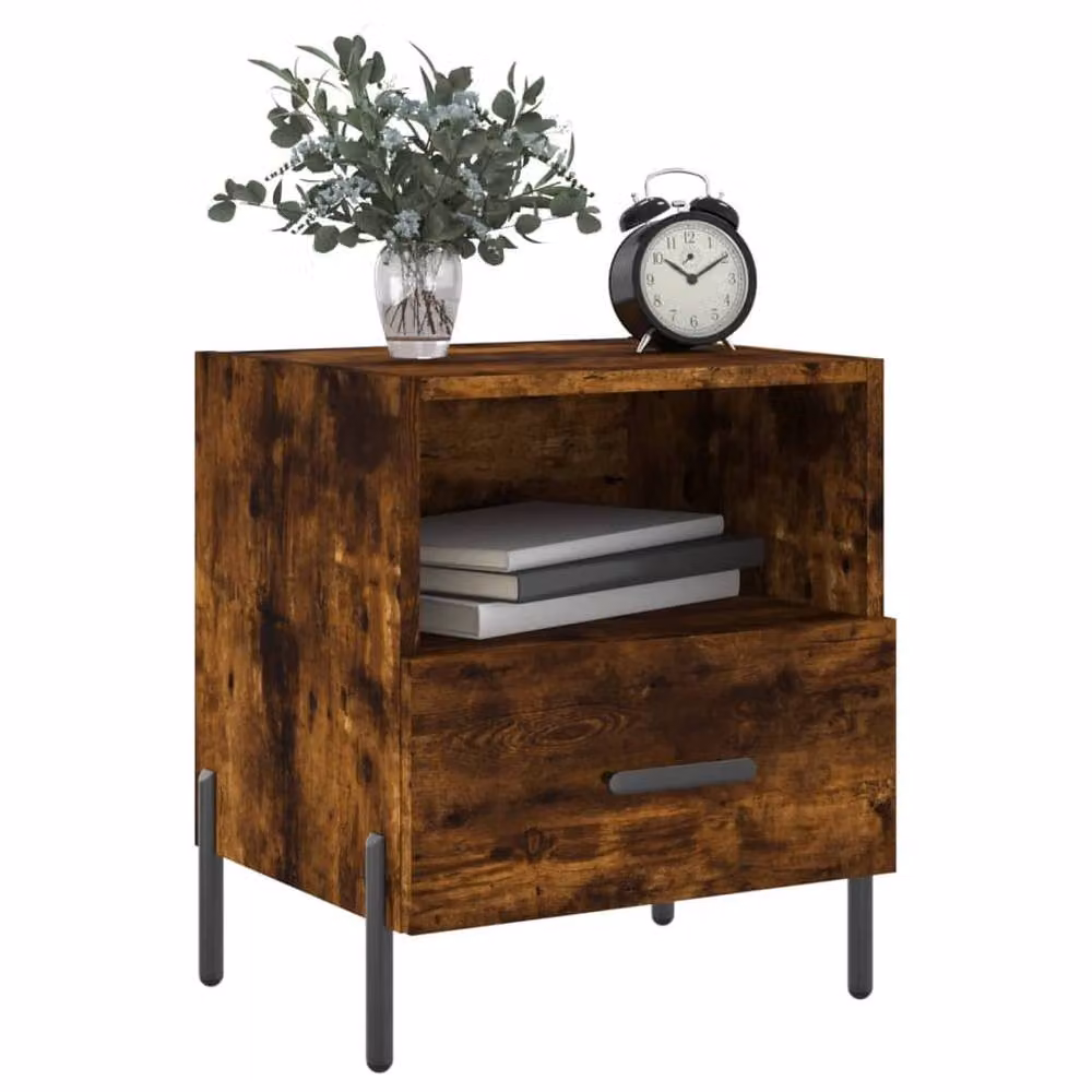 Berkfield Home Modern Bedside Cabinets, 2 Piece Set in Smoked Oak Brown, W/D/H: 40 x 35 x 47.5 cm – 3