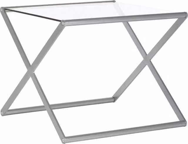 Interiors by Premier Orsina Modern Square Glass Side Table in Transparent and Silver, W/D/H: 50 x 50 x 60 cm