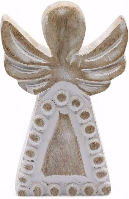 Serenityy Rustic White Mango Wood Angel Tabletop Christmas Decoration – 1