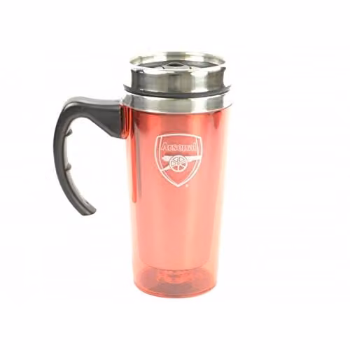 Arsenal FC Official Football Travel Mug with Lid, Red and Black, 450 ml – 1