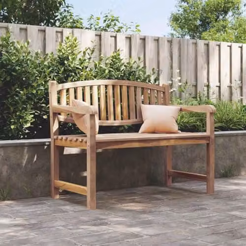 vidaXL Modern Garden Bench with Backrest and Armrest in Brown Solid Teak Wood – 2