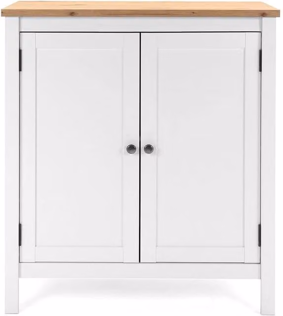 CALICOSY Bergen 2-Door Buffet in White Finish, W: 80 cm, H: 90 cm, D: 40 cm