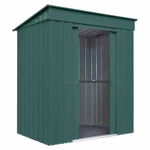 Globel Green Metal Garden Storage Shed with Pent Roof and Sliding Double Doors – 1