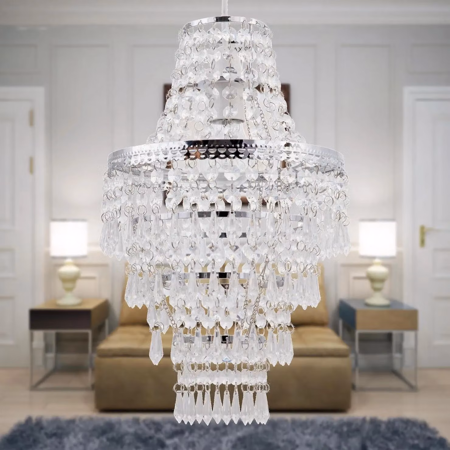 First Choice Lighting Chrome Tiered Chandelier Style Light Shade in Transparent – 2