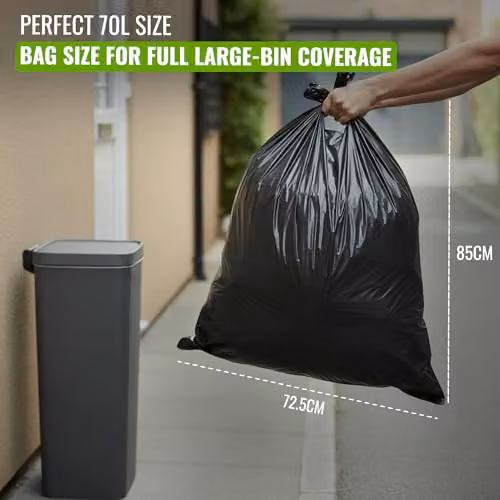 EcoBag Recyclable and Leak Resistant Black Refuse Sacks, 72.5 l – 7