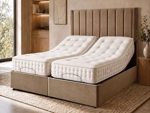 Deluxe Natural Ortho Pocket 1500 Electric Adjustable Bed with Drawers, White, W/D/H: 180 x 200 cm