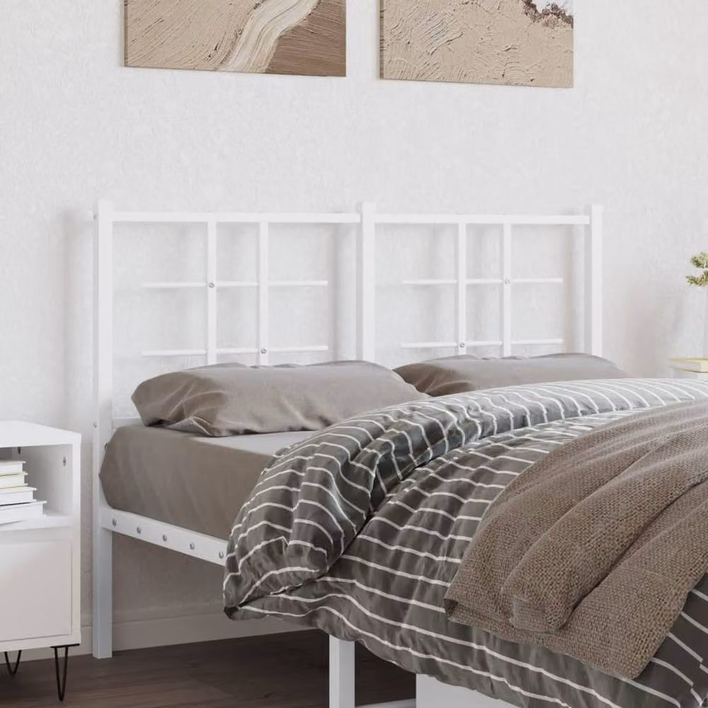 Berkfield Home Classic Metal Headboard, White, Width: 120 cm – 2