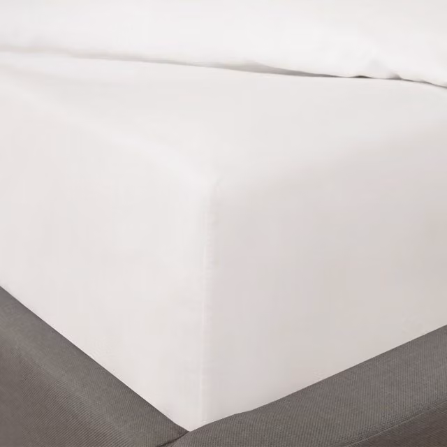 Highams Luxury 200 Thread Count 100% Cotton Double Fitted Bed Sheet, White, W/D/H: 135 x 190 x 30 cm
