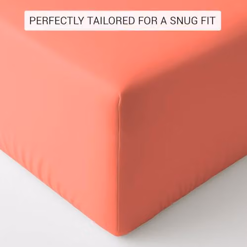 Pamposh Double Cotton Sateen Extra Deep Fitted Sheet, Coral, W/D/H: 140 x 200 x 35 cm – 2