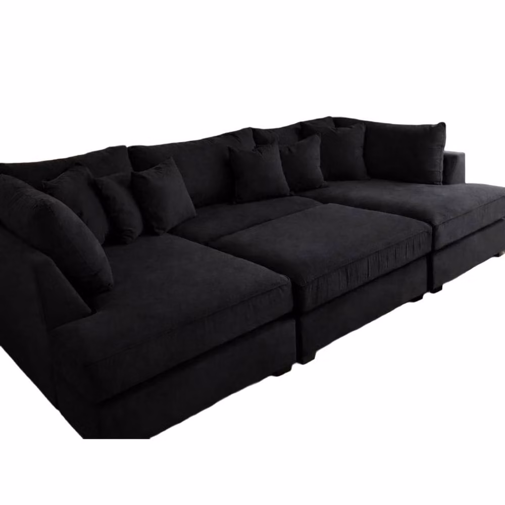 Home & Love Carnaby Cinema U-Shape Corner Sofa in Naples Black with Matching Ottoman and Scatter Cushions – 2