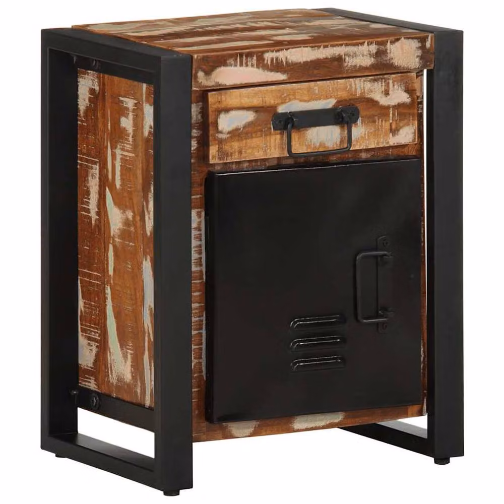Berkfield Home Multicolour Industrial Bedside Cabinet in Reclaimed Mango Wood, W/D/H: 40 x 30 x 50 cm – 2