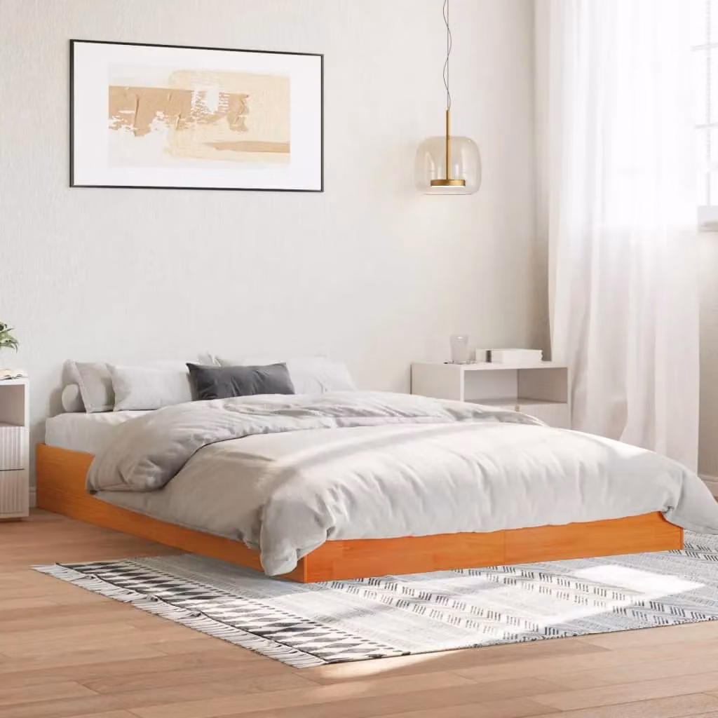 Berkfield Home Solid Wood Pine Bed Frame in Wax Brown, W: 160 cm, L: 200 cm – 3