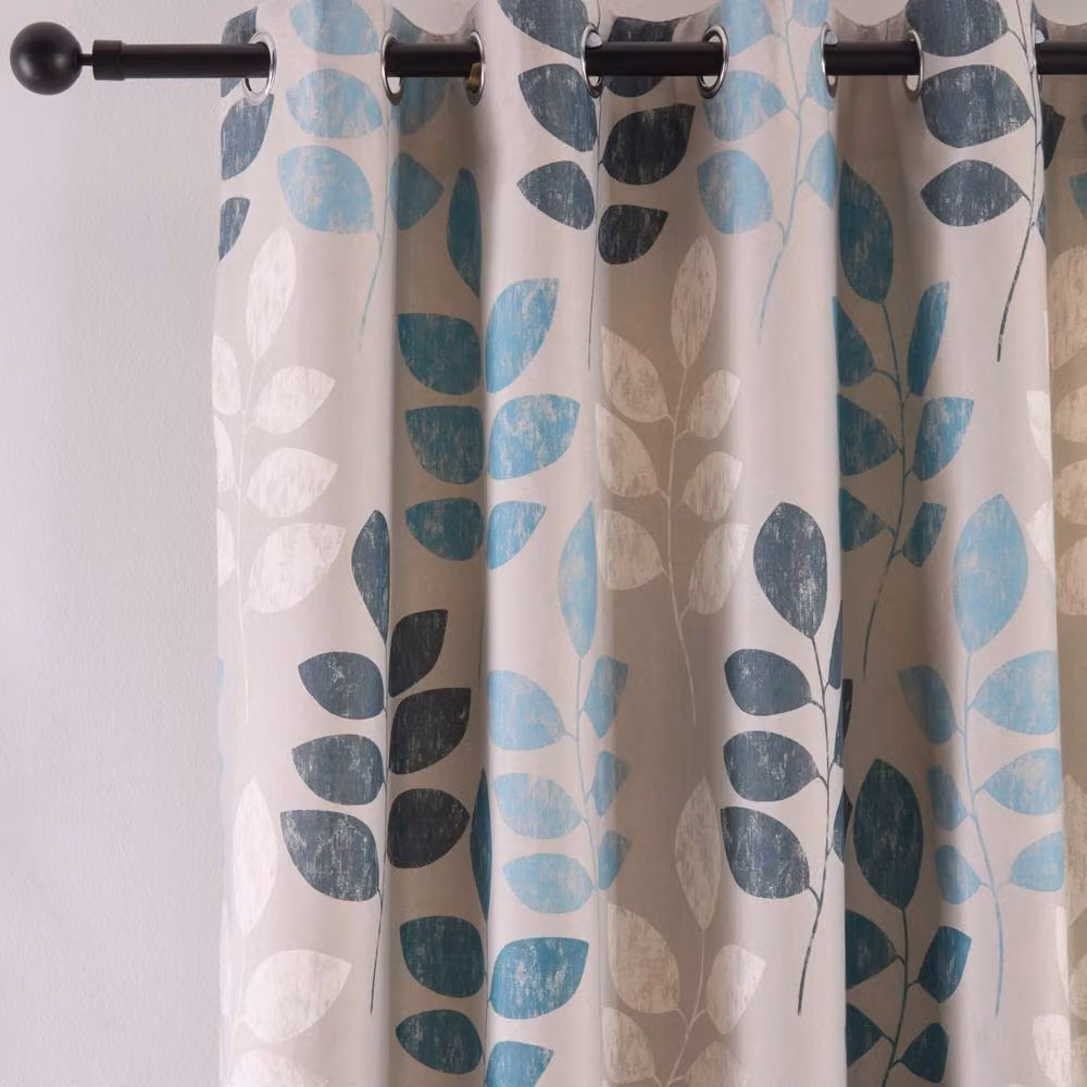 Portfolio Home Springfield Leaf Fully Lined Eyelet Curtain Set in Light Blue, W: 168 cm, H: 183 cm – 2