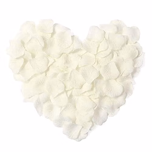 Shatchi 200pcs Silk Rose Petal Confetti in Ivory and White for Wedding, Anniversary and Table Decorations