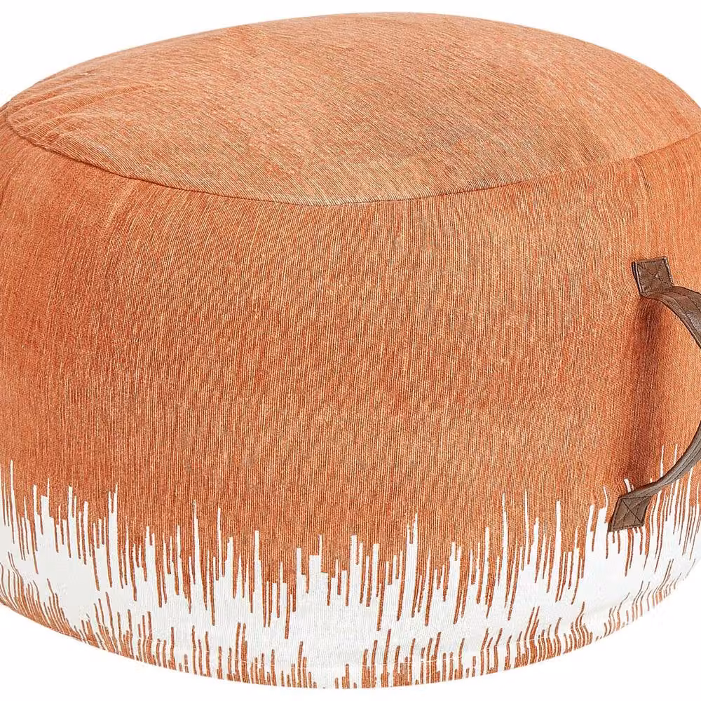 Wyld and Coco Cotton Pouffe in White and Orange Gradient, W/D/H: 50 x 30 x 30 cm – 2