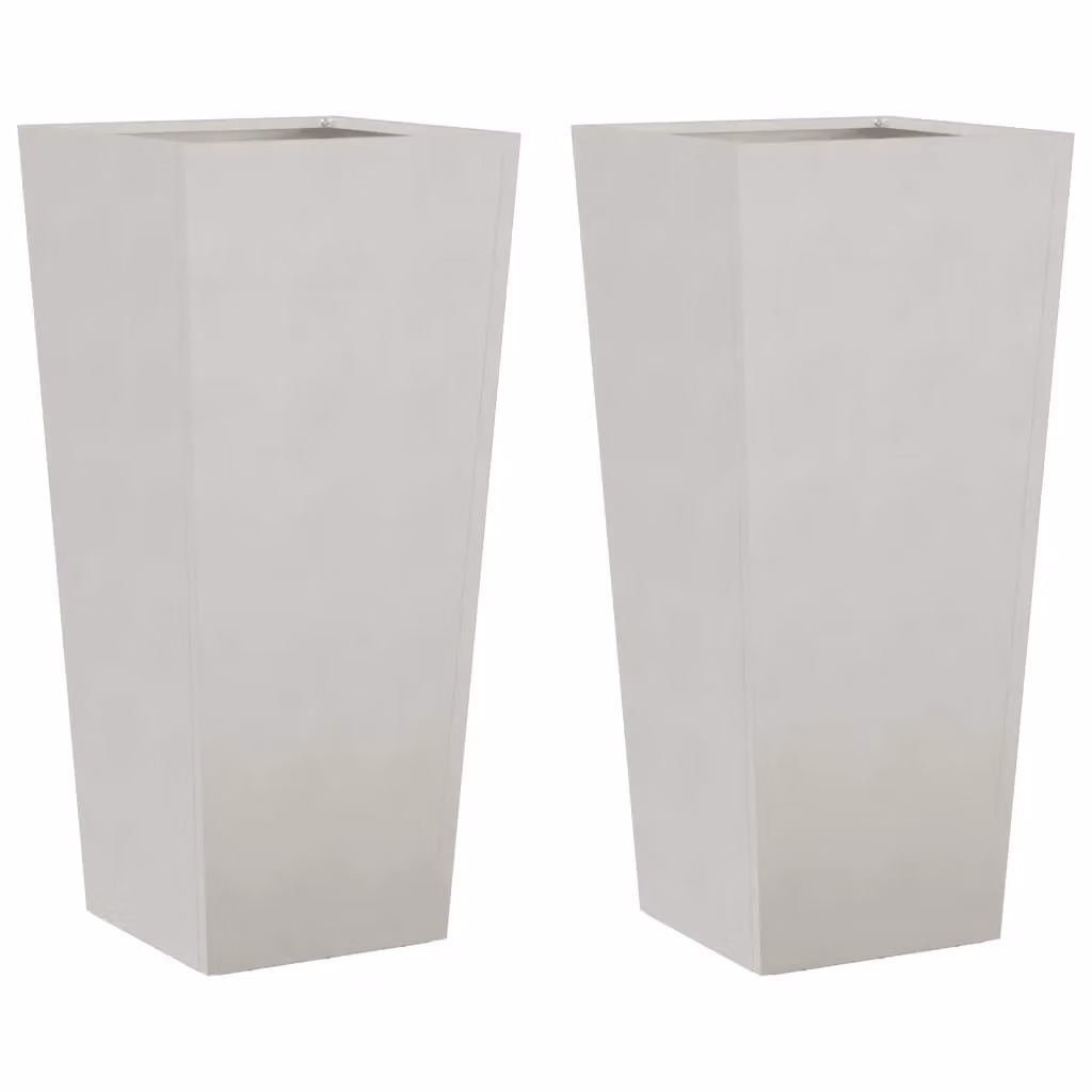 Berkfield Home Stainless Steel Garden Planter Tubs, Black, 2 Pack, W/D/H: 35 x 35 x 75 cm – 2