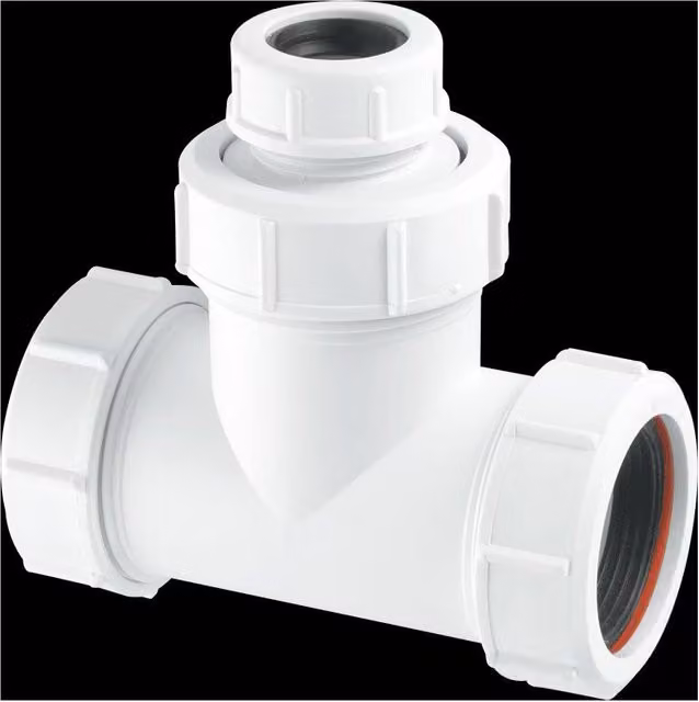 McAlpine White Plastic 1.5 inch Universal Slip Tee with 19/23mm Inlet – 1
