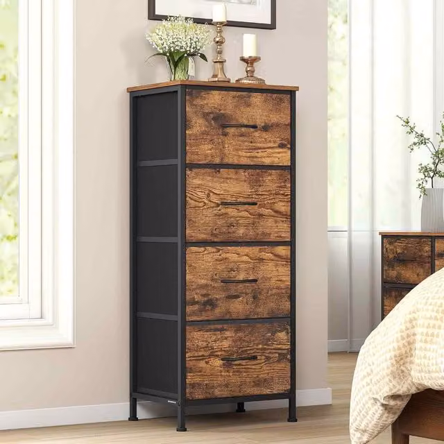 The Bazaarist 4 Drawer Fabric Storage Chest in Brown and Black