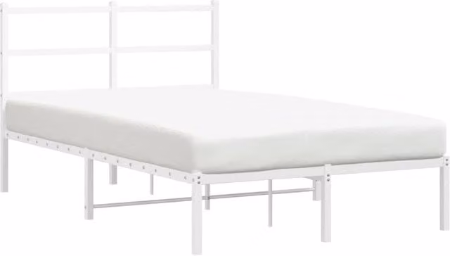 Berkfield Home Metal Bed Frame with Headboard, White, W/D/H: 120 x 200 cm – 1
