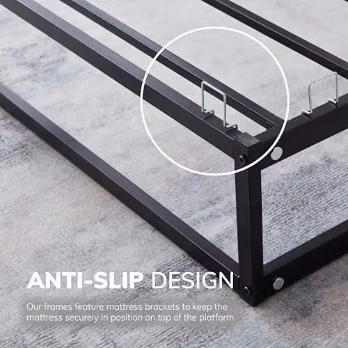 House Of Home Black Metal King Platform Bed Frame with Under Bed Storage Space, W/D/H: 180 x 200 x 40 cm – 5