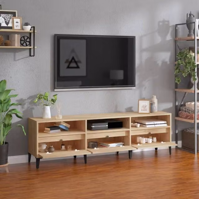 Berkfield Home TV Cabinet in Sonoma Oak Brown, W: 150 cm, D: 30 cm, H: 44.5 cm