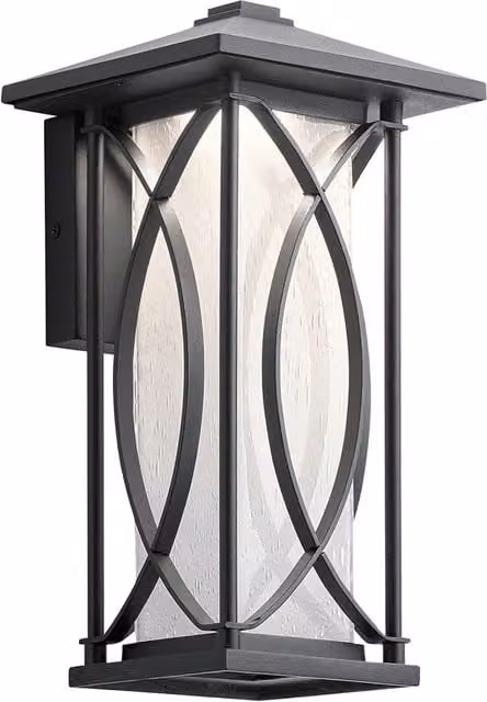 Kichler Ashbern Outdoor 1 Light Wall Lantern in Textured Black, IP44 Rated – 1