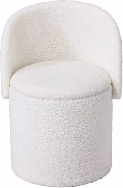 KORVIXA White Teddy Fleece Vanity Chair with Hidden Storage, Width: 100 cm