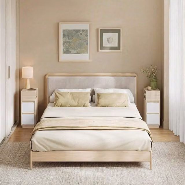 VASAGLE Set of 2 Slim Brown Bedside Tables and Nightstands