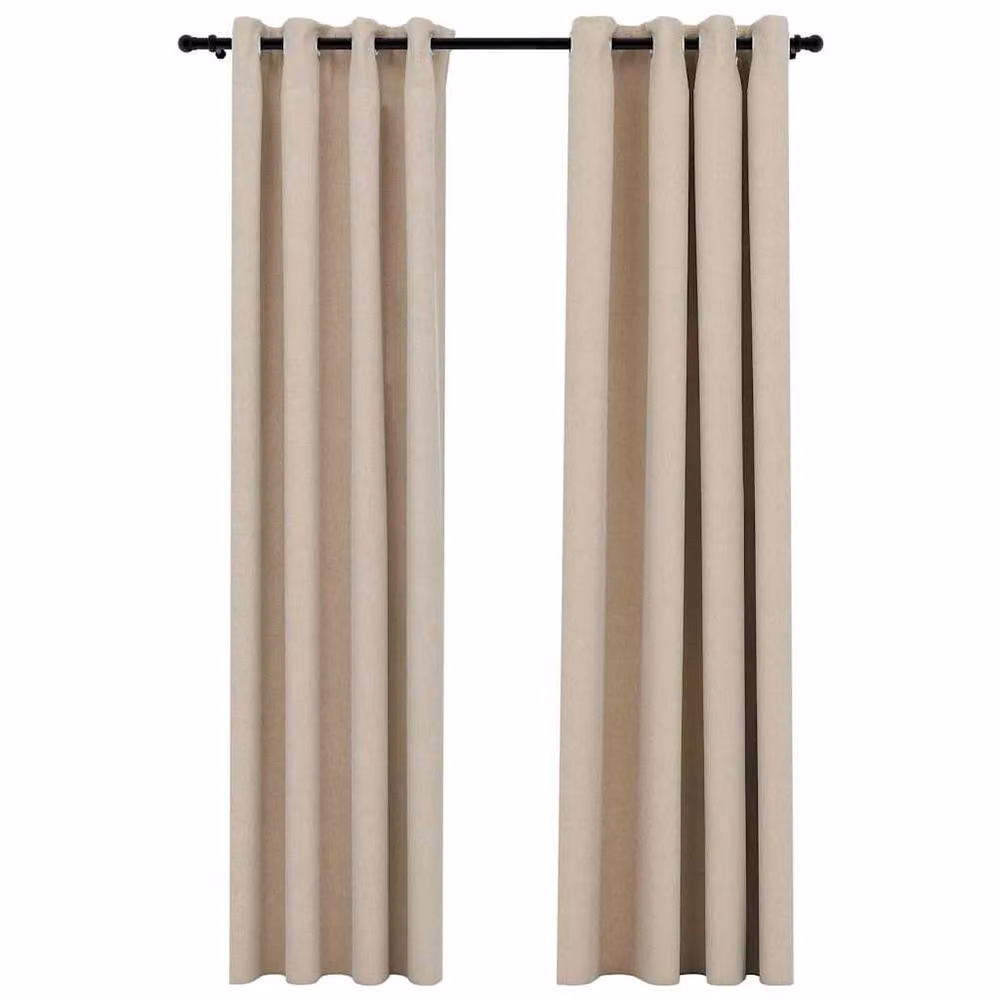 Berkfield Home Linen-Look Blackout Curtains with Eyelets, 2 Pack, Beige, W: 140 cm, H: 245 cm – 2