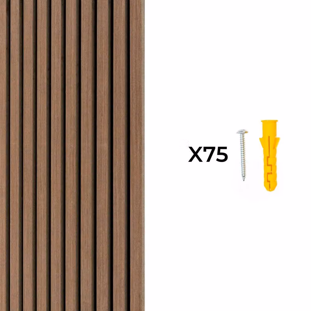 Monstershop Acoustic Slat Wall Panels, 3 Pack, Dark Walnut and Terracotta MDF Wood Look – 6