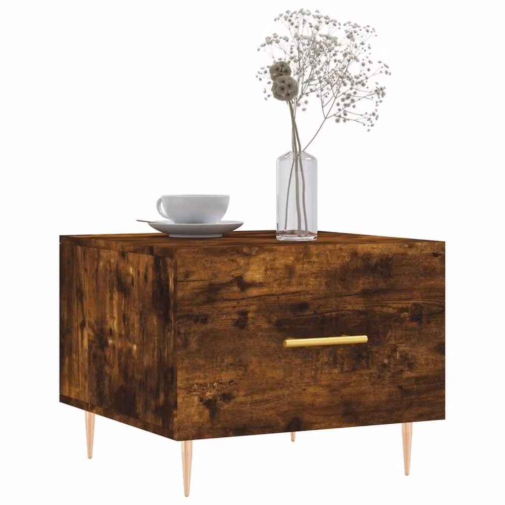 Berkfield Home Set of 2 Smoked Oak Coffee Tables, Brown, W/D/H: 50 x 50 x 40 cm – 3