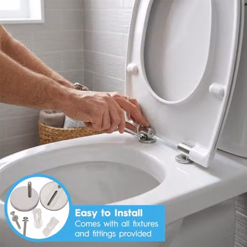 Harbour Housewares Round Soft Close Quick Release Toilet Seats, White, Pack of 2 – 4