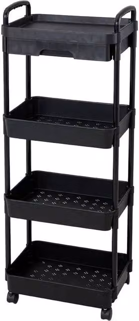 Kelvenix 4-Tier Black Kitchen Handcart on Wheels – 1