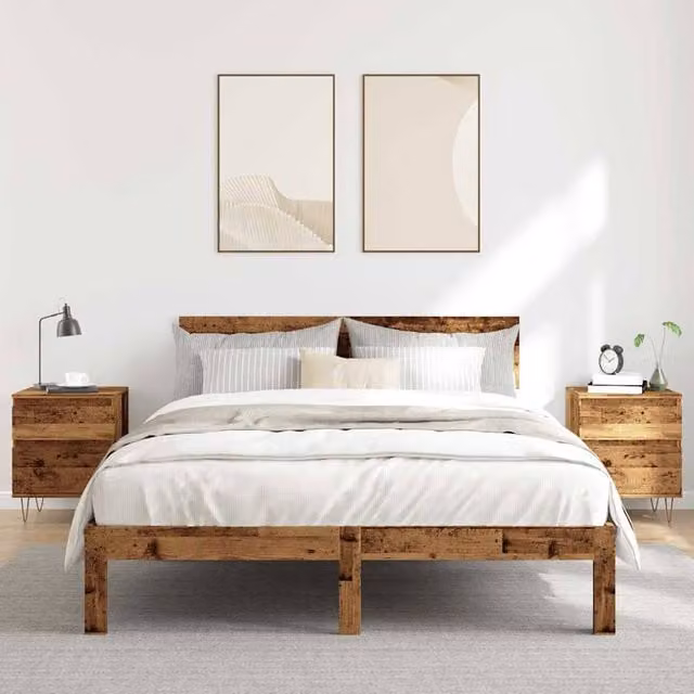 Berkfield Home Modern Bedside Cabinets, 2 Piece Set in Brown Old Wood, W/D/H: 40 x 35 x 50 cm