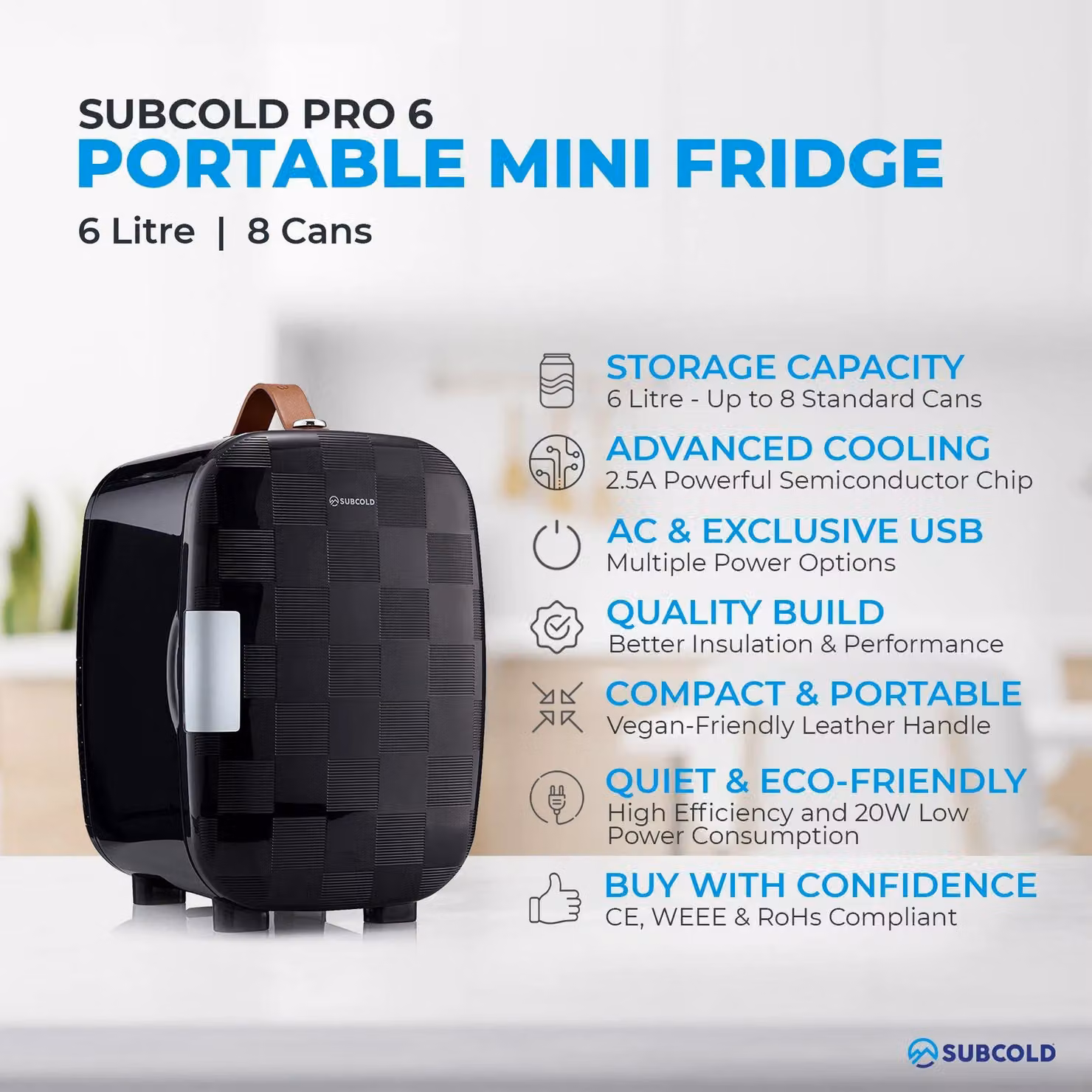 Subcold Pro 6L Mini Fridge in Jet Black – 4