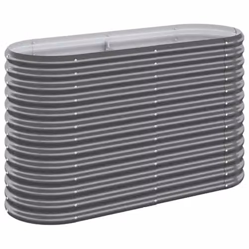vidaXL Galvanised Steel Garden Raised Bed, Anthracite, W: 114 cm, D: 40 cm, H: 68 cm – 1