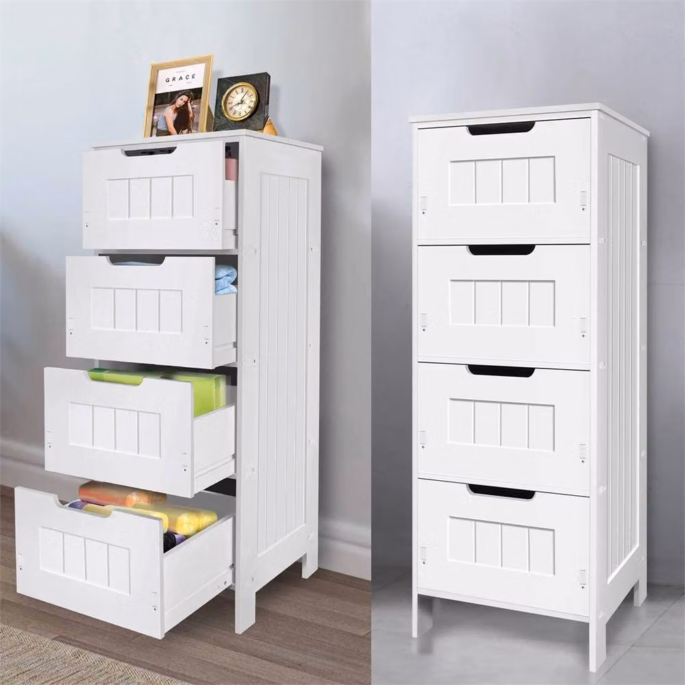 Nordara White 4-Drawer Bathroom Storage Cabinet – 3