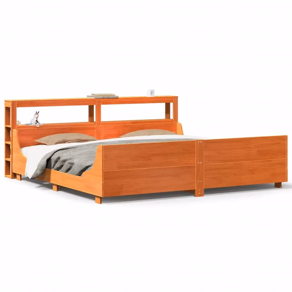 Berkfield Home Super King Solid Wood Pine Bed Frame in Wax Brown, 180 x 200 cm – 2